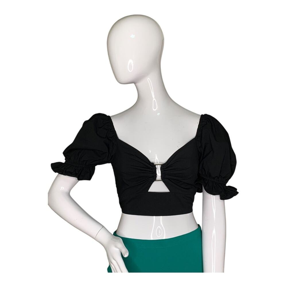 More To Come Elizabeth Top Puff Short Sleeve Black Size S